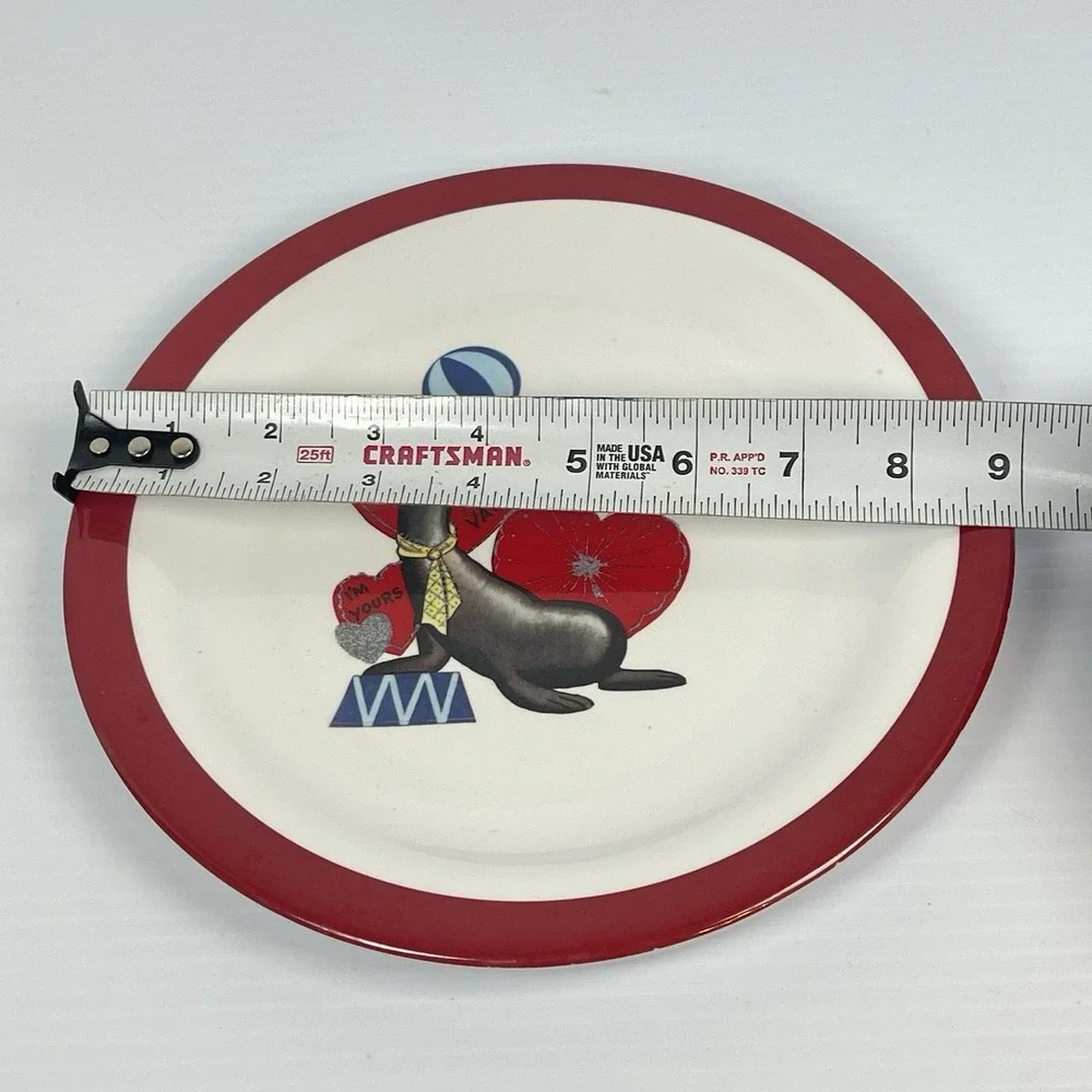 Pottery Barn Kids Valentine's Day Melamine‎ Plates Set Lot of 4 9